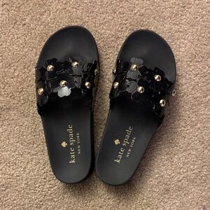 Kate Spade Black Sandals with Gold Embellishments